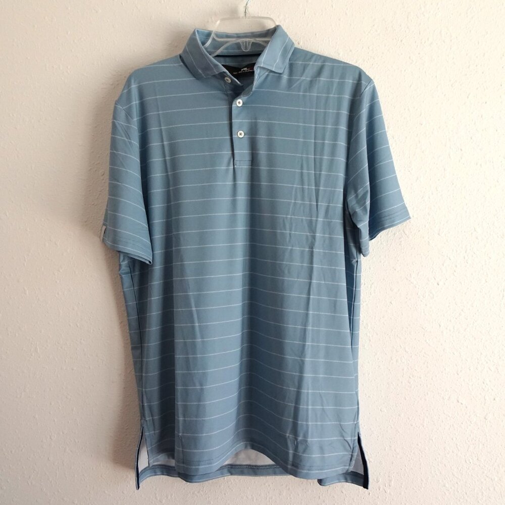 RLX Ralph Lauren Polo Shirt Men's Size S Blue Striped Wicking Golf Casual